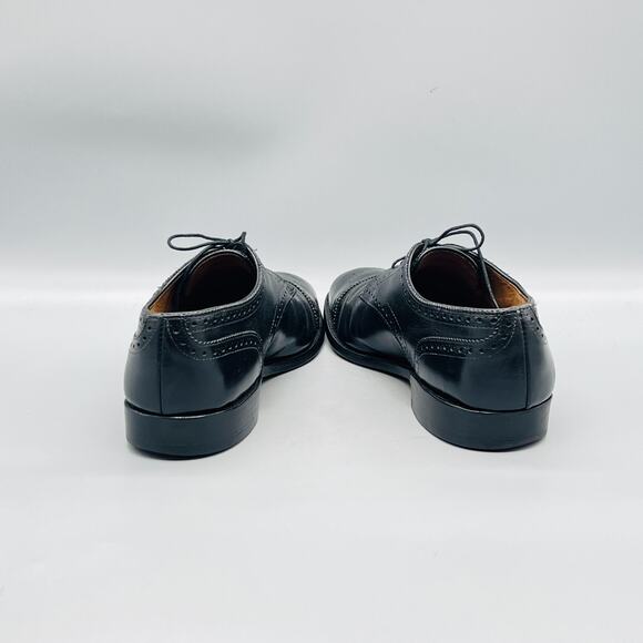 Allen Edmonds Shoes Mens 8.5 Black Leather Sanford Cap Toe Oxford Dress Brogue main image 8